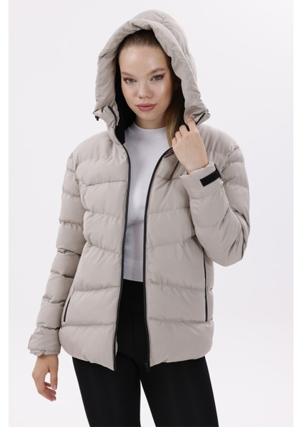 Kadın Taş Içi Polarlı Kürklü Kapüşonlu Su Geçirmez Rüzgara Dayanıklı Şişme Kışlık Mont Kaban Parka