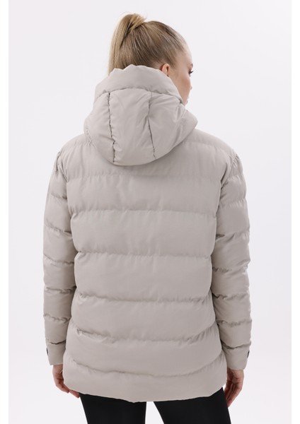 Kadın Taş Içi Polarlı Kürklü Kapüşonlu Su Geçirmez Rüzgara Dayanıklı Şişme Kışlık Mont Kaban Parka