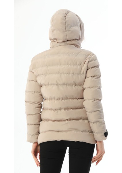 Spor Kadın Polarlı Kapüşonlu Su Geçirmez Rüzgara Dayanıklı Mont & Kaban & Parka