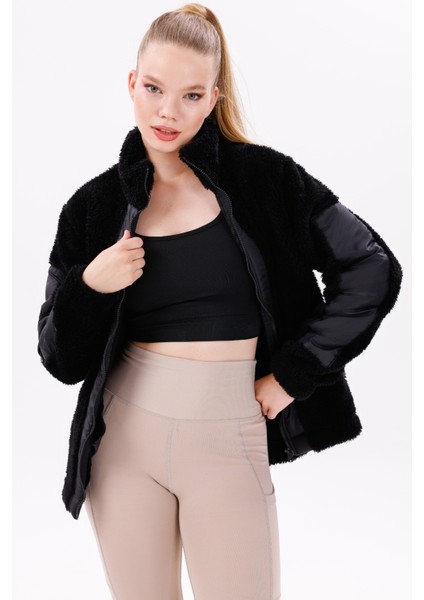 Kadın Siyah Rüzgar Geçirmez Welsoft Çift Kışlık Mont Fma-05-K Peluş
