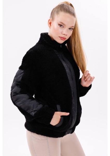 Kadın Siyah Rüzgar Geçirmez Welsoft Çift Kışlık Mont Fma-05-K Peluş