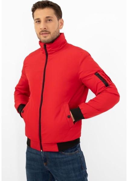 Spor Erkek Astarlı Dik Yaka Mevsimlik Cepli Su ve Rüzgar Geçirmez Mont