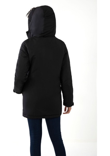 Spor Kadın Polarlı Su ve Rüzgar Geçirmez Kapüşonlu Mont Kaban Parka