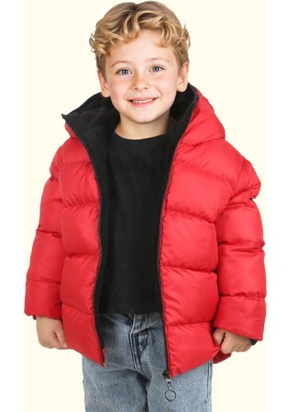 Spor Erkek Spor Çocuk Polarlı Kapüşonlu Su Geçirmez Rüzgara Mont - Kaban