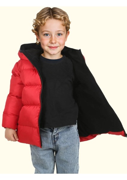 Spor Erkek Spor Çocuk Polarlı Kapüşonlu Su Geçirmez Rüzgara Mont - Kaban