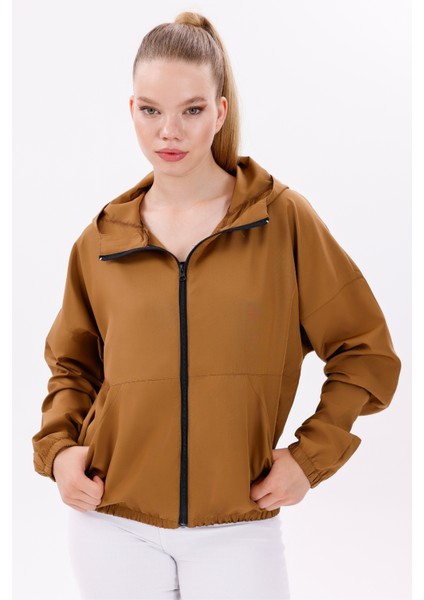 Kadın Taba Kapüşonlu Su ve Rüzgar Geçirmez Oversize Yağmurluk Rüzgarlık Y20