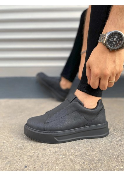 JY007 Alba Bağcıksız Cilt Erkek Günlük Sneaker Ayakkabı Cst Siyah modelleri