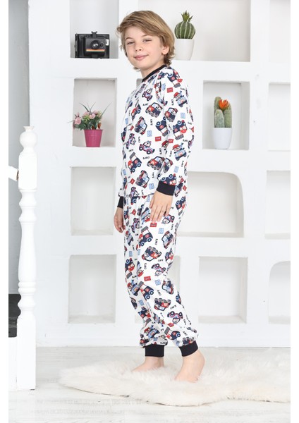 Erkek Çocuk Klasik Araba Baskılı Pijama Takımı 4-7 Yaş 12292 modelleri