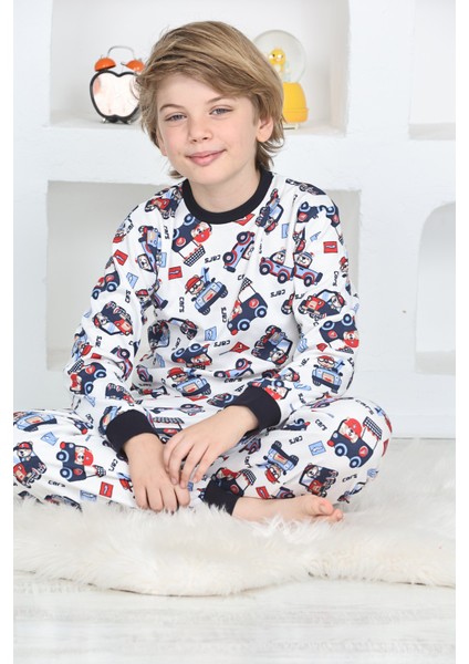 Erkek Çocuk Klasik Araba Baskılı Pijama Takımı 4-7 Yaş 12292 fırsatları