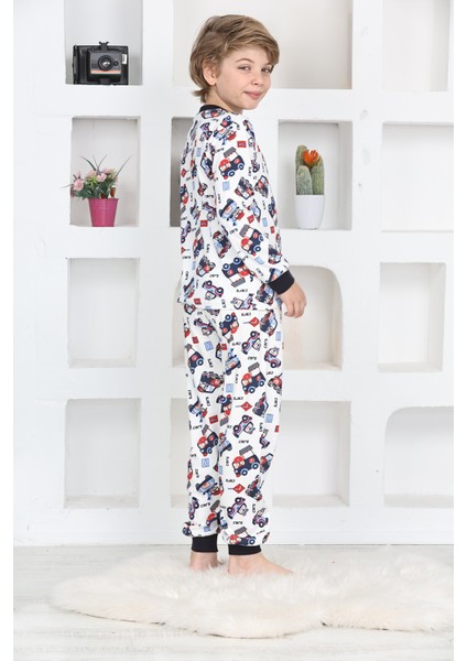 Erkek Çocuk Klasik Araba Baskılı Pijama Takımı 4-7 Yaş 12292 indirimleri