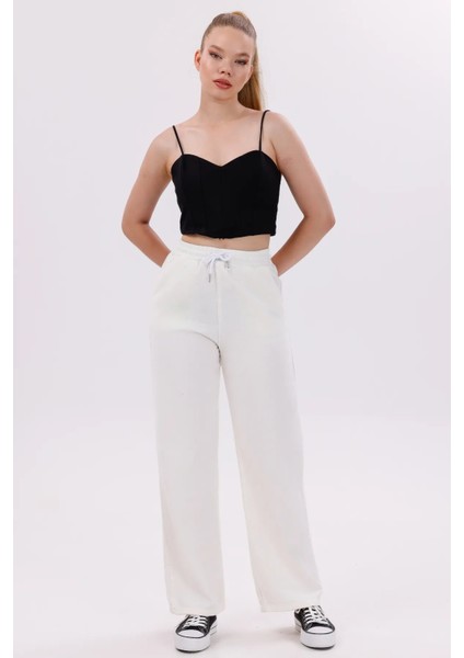 Kadın Yüksek Bel Gabardin-Keten Dokulu Pantolon – Nefes Alabilir Kumaş, 4 Mevsim