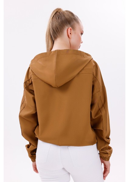 Kadın Taba Kapüşonlu Su ve Rüzgar Geçirmez Oversize Yağmurluk Rüzgarlık Y20