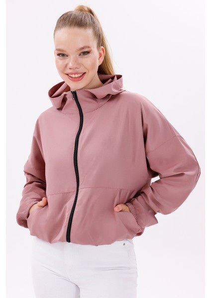 Kadın Pudra Kapüşonlu Su ve Rüzgar Geçirmez Oversize Yağmurluk Rüzgarlık Y20 indirimleri