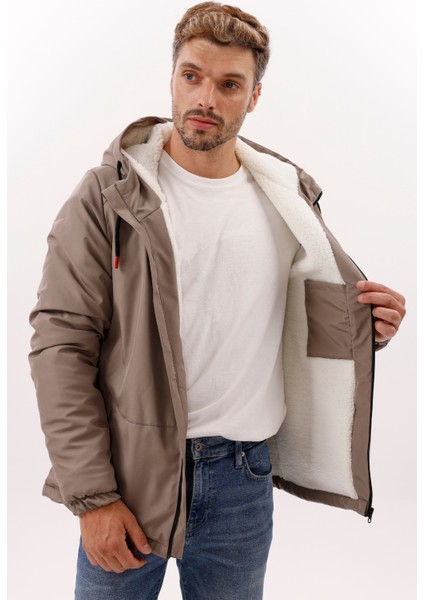 Erkek Vizon Kürklü Su ve Rüzgar Geçirmez Kapüşonlu Kışlık Mont & Kaban & Parka FMM-100