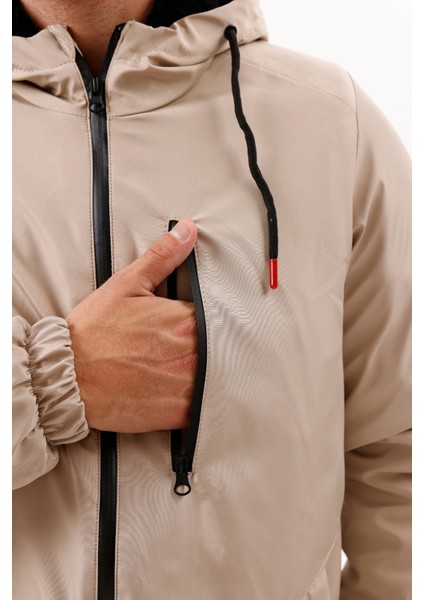 Erkek Taş Kürklü Su ve Rüzgar Geçirmez Kapüşonlu Kışlık Mont & Kaban & Parka FMM-100