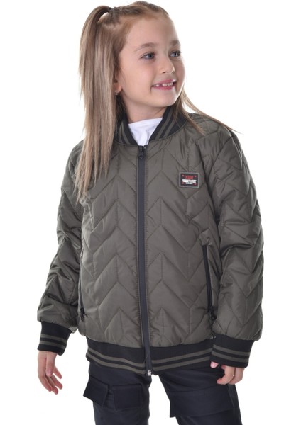 Spor Kız Çocuk Kolej Yaka Astarlı Su ve Rüzgar Geçirmez Fermuarlı Cep Mont Ceket