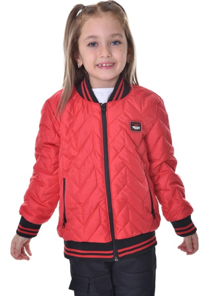 Spor Kız Çocuk Kolej Yaka Astarlı Su ve Rüzgar Geçirmez Fermuarlı Cep Mont Ceket