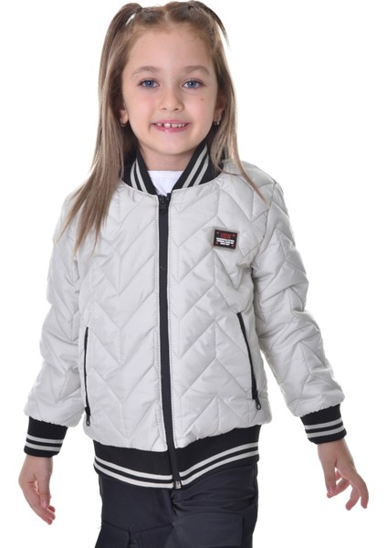 Spor Kız Çocuk Kolej Yaka Astarlı Su ve Rüzgar Geçirmez Fermuarlı Cep Mont Ceket