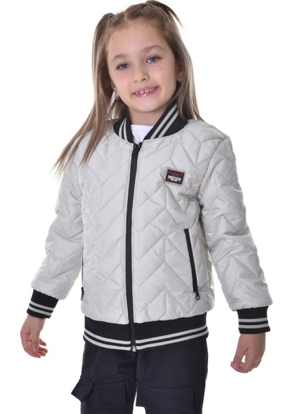 Spor Kız Çocuk Kolej Yaka Astarlı Su ve Rüzgar Geçirmez Fermuarlı Cep Mont Ceket