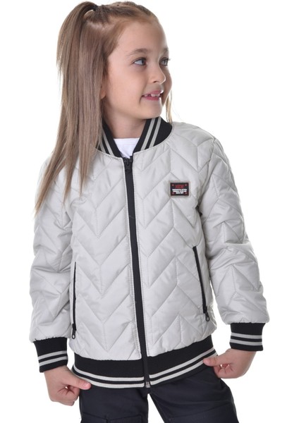 Spor Kız Çocuk Kolej Yaka Astarlı Su ve Rüzgar Geçirmez Fermuarlı Cep Mont Ceket