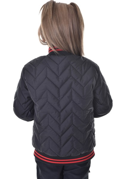 Spor Kız Çocuk Kolej Yaka Astarlı Su ve Rüzgar Geçirmez Fermuarlı Cep Mont Ceket