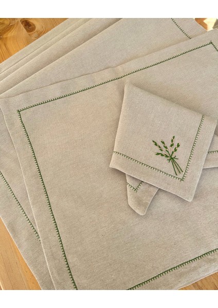 %100 Keten Runner, Amerikan Servis & Peçete Seti (6'lı Set + 1 Adet Runner) fiyatları