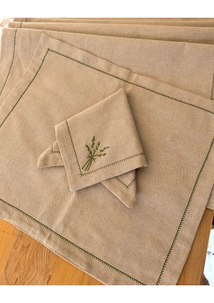 %100 Keten Runner, Amerikan Servis & Peçete Seti (6'lı Set + 1 Adet Runner) modelleri