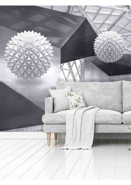 3 Boyutlu Kristal Toplar Desenli Isı ve Ses Yalıtımlı Sağlıklı Tekstil Duvar Kağıdı modelleri