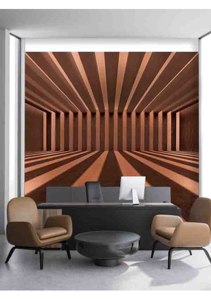 3 Boyutlu Geometrik Bloklar Desenli Isı ve Ses Yalıtımlı Sağlıklı Tekstil Duvar Kağıdı