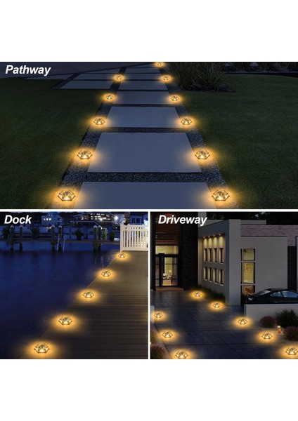 Crepow Güneş Enerjili Su Geçirmez Yol Aydınlatması 12 Adet - Sıcak Beyaz