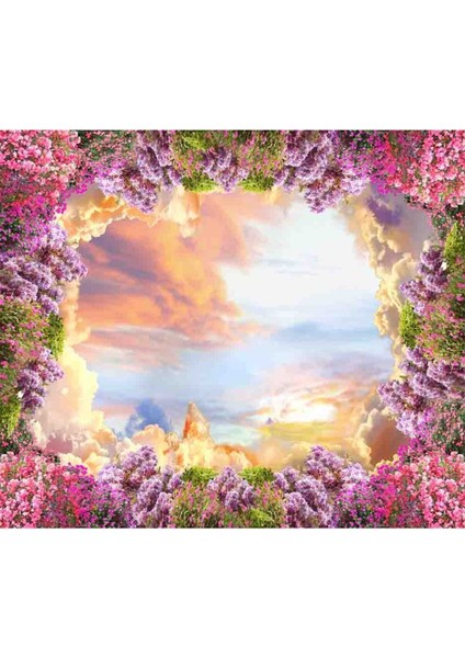 Çiçekler ve Gökyüzü Deseni Silinebilir Sağlıklı Tekstil Duvar Kağıdı fırsatları