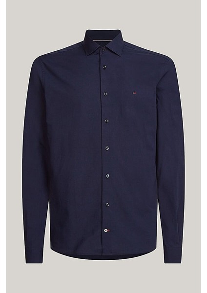 Erkek Slim Fit Poplin Gömlek - Lacivert