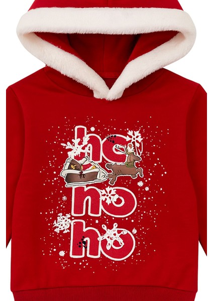 Unisex Noal Baba Baskılı Kapüşonlu Sweatshirt fırsatları