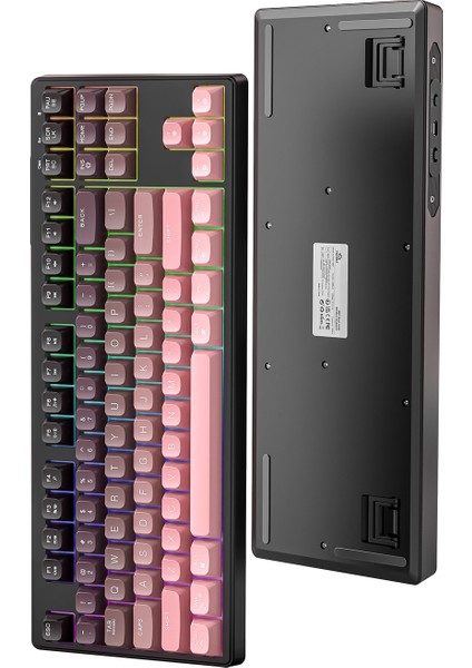 Freewolf M87 2.4g Bt5.0 Çift Bağlantılı Tft LED Ekranlı Rainbow Gaming Oyuncu Klavye modelleri