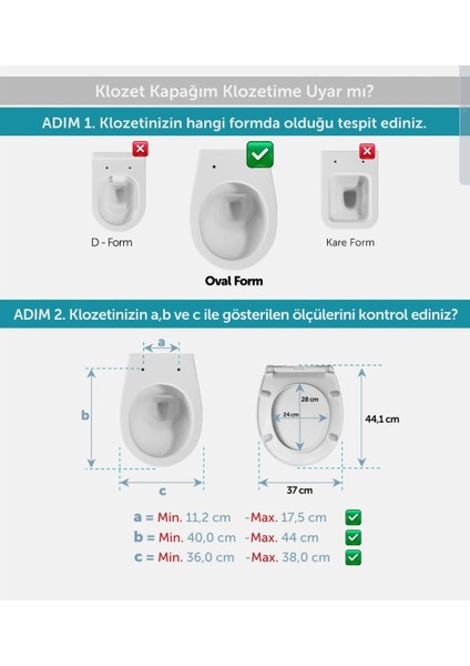 Klozet Kapağı Termoplastik Yavaş Kapanan Oval Formlu modelleri
