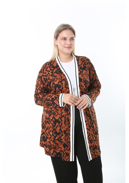 Kadın Likralı Desenli Büyük Beden Hırka fırsatları