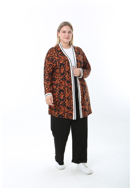 Kadın Likralı Desenli Büyük Beden Hırka indirimleri