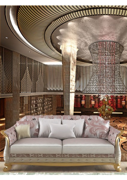 Lüks Otel Lobisi Desenli Isı ve Ses Yalıtımlı Sağlıklı Tekstil Duvar Kağıdı fiyatları