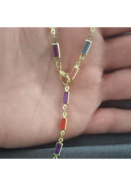 Renkli Taşlı Y Model Çelik Kolye fırsatları