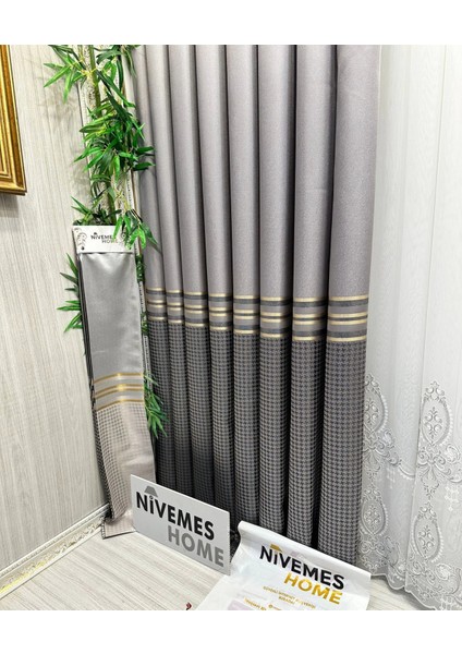 Nivemeshome Didim FT671537 V-5403 Gümüş 1/3 Sık Pileli Fon Perde Apm