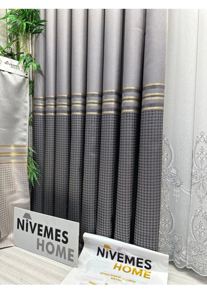 Nivemeshome Didim FT671537 V-5403 Gümüş 1/3 Sık Pileli Fon Perde Apm