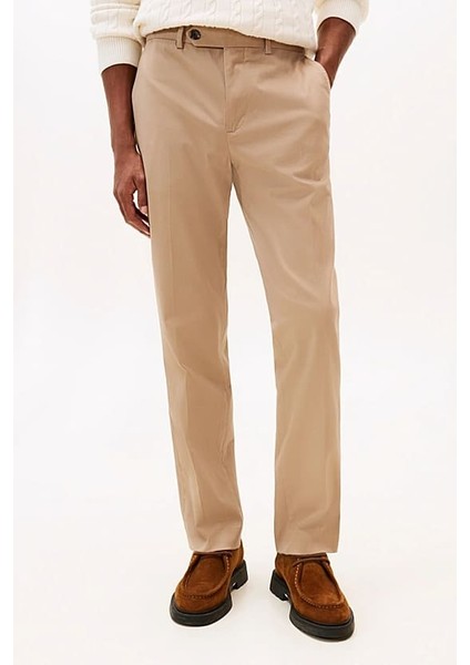 Erkek Düz Kesim Klasik Chino Pantolon - Bej