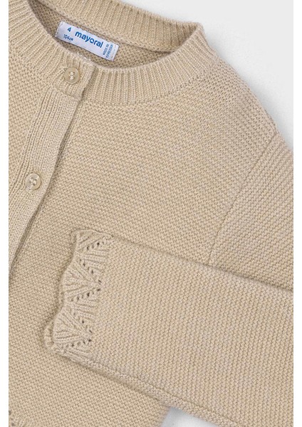 Kız Çocuk Simli Ajur Detaylı Kısa Triko Hırka - Bej modelleri