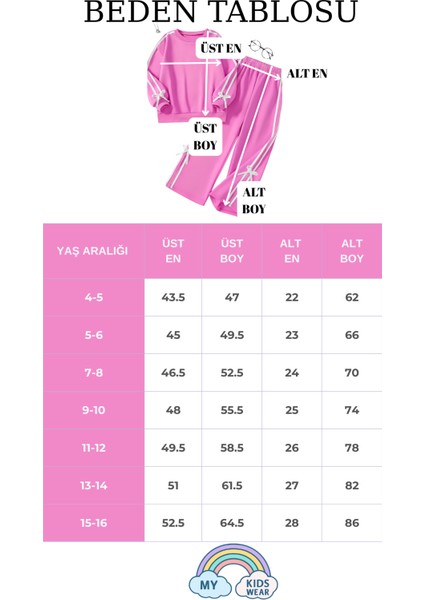 Kız Çocuk Çift Şerit Kurdele Eşofman Takımı 4-16 Yaş 12143 fiyatları