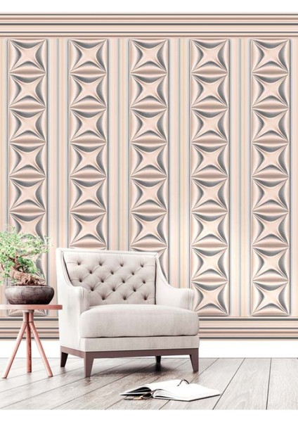 3 Boyutlu Geometrik Desenli Isı ve Ses Yalıtımlı Sağlıklı Tekstil Duvar Kağıdı