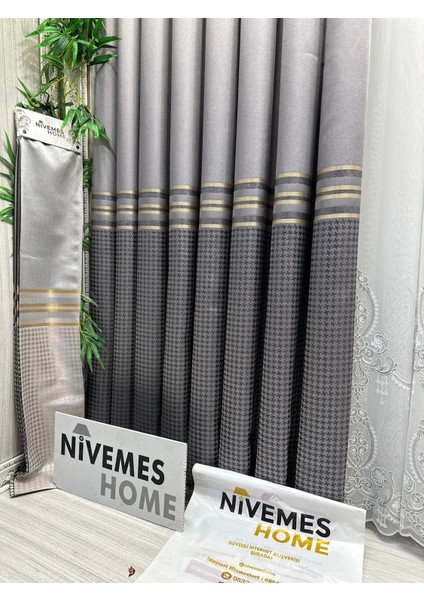 Nivemeshome Didim FT671537 V-5403 Gümüş 1/3 Sık Pileli Fon Perde Apm