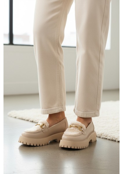 Bej Kalın Tabanlı Kadın Casual Ayakkabı modelleri