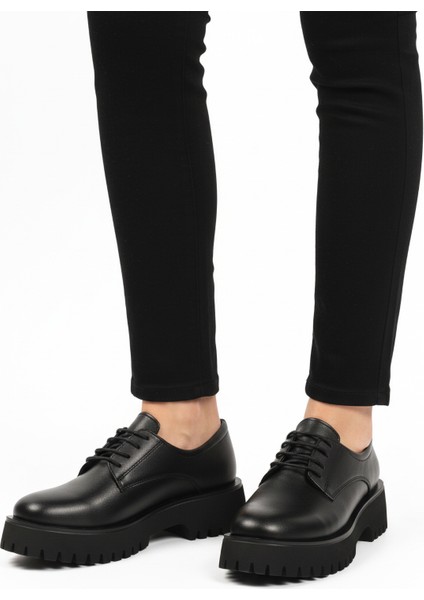 Siyah Kalın Taban Kadın Casual Ayakkabı