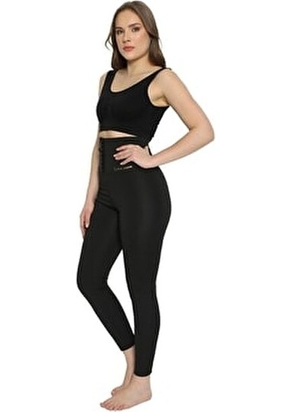 Kadın Siyah Sauna Zayıflatan Iki Beden Incelten Vücut Şekillendirici Beli Agraflı Korse Tayt indirimleri