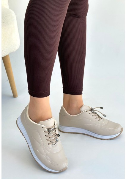 Bej Bağcıklı Kadın Spor Ayakkabı fiyatları